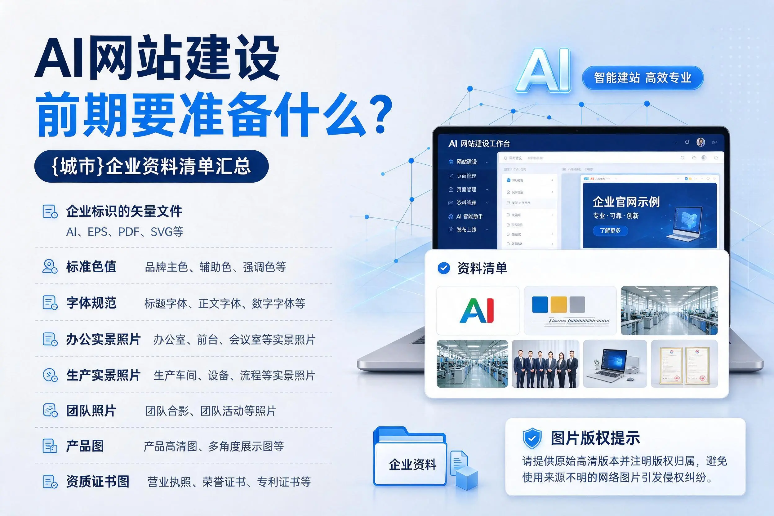 AI网站建设前期要准备什么?西藏企业资料清单汇总