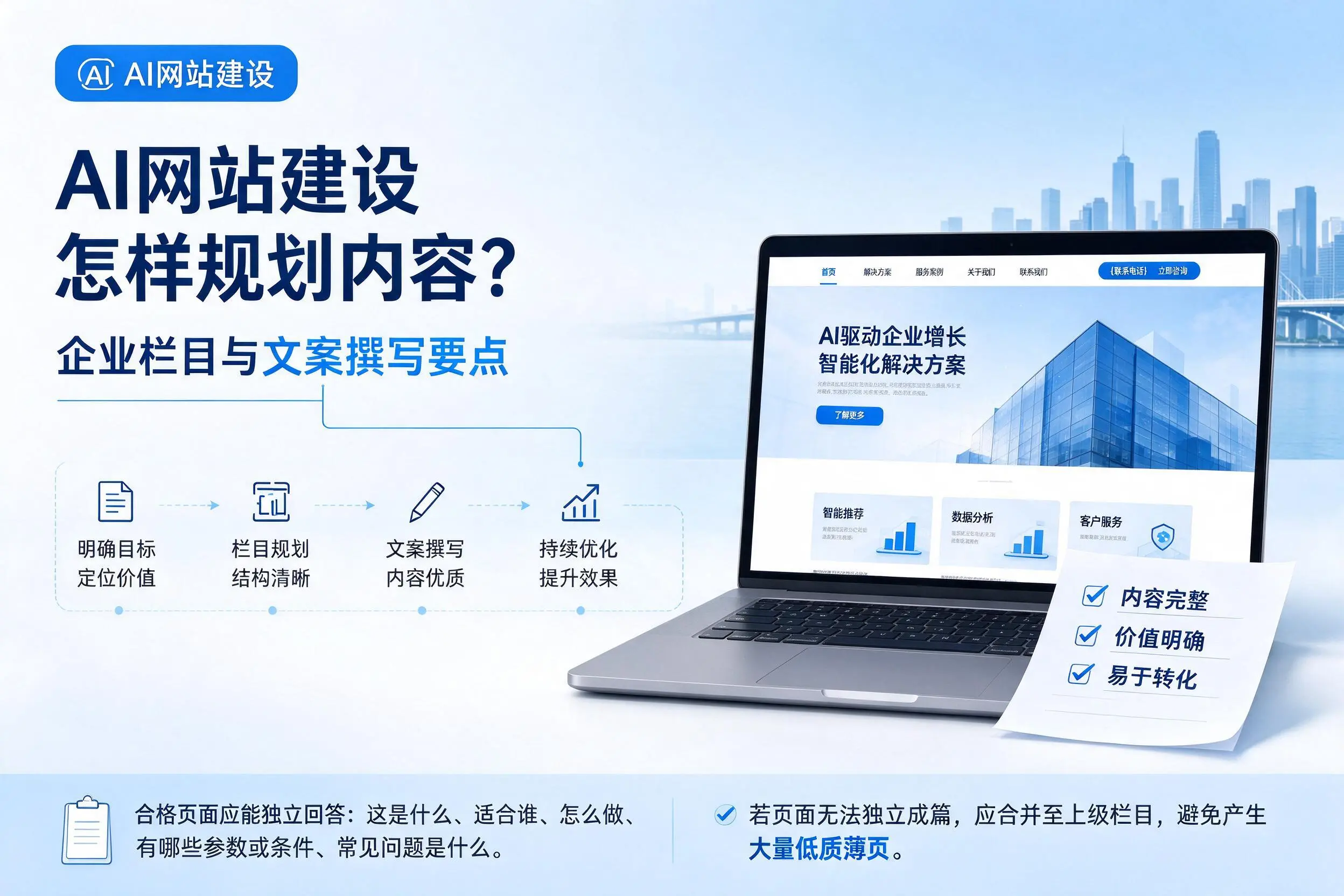 AI网站建设怎样规划内容?西藏企业栏目与文案撰写要点